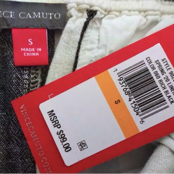 $99 Vince Camuto Linen Pants Small 4 6 White + Faded Black Stripe Swim Cover Up - Picture 7 of 11